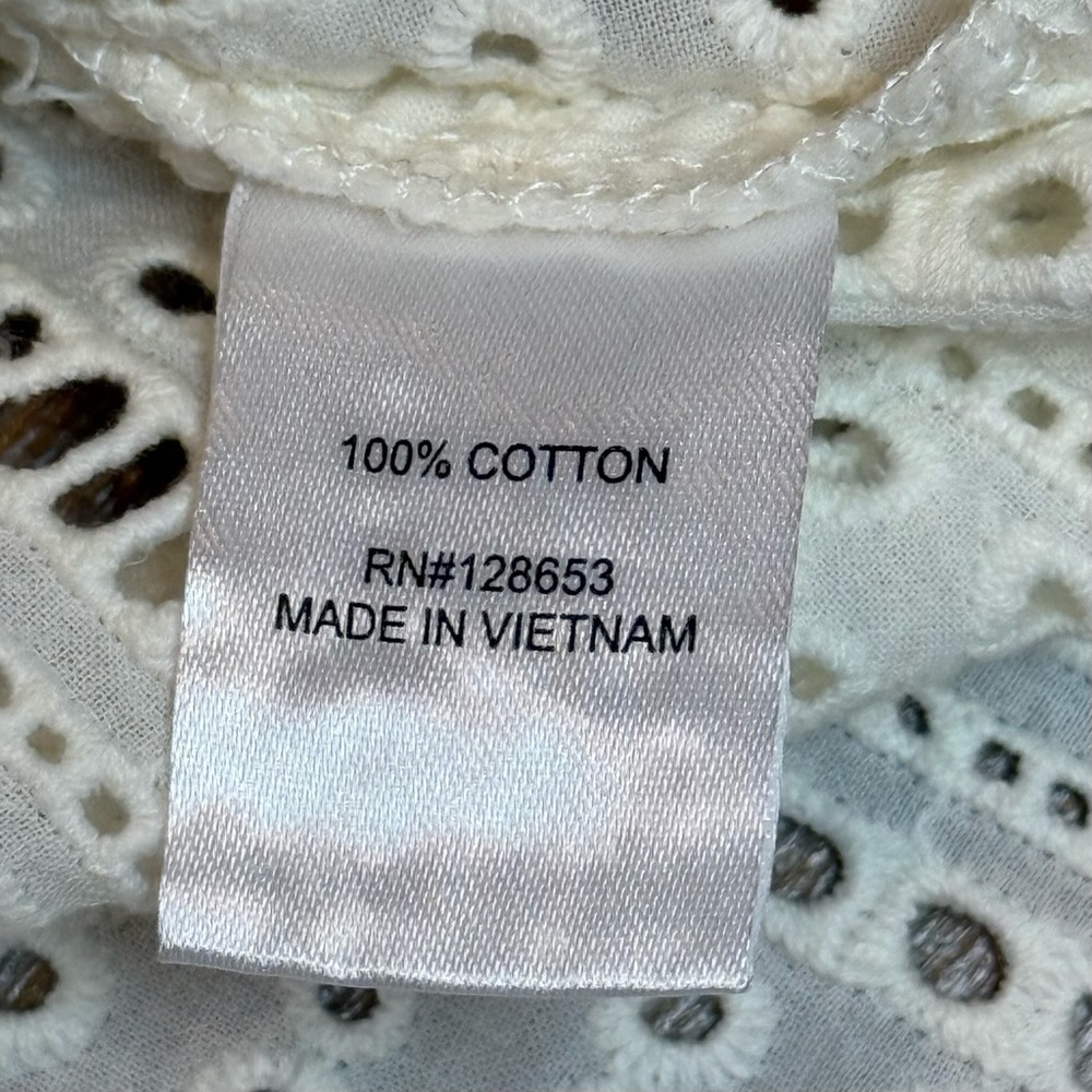 NWT Joie Light Cream Eyelet Button‎ Down Unlined Cotton Peasant Top Size S - Picture 9 of 10